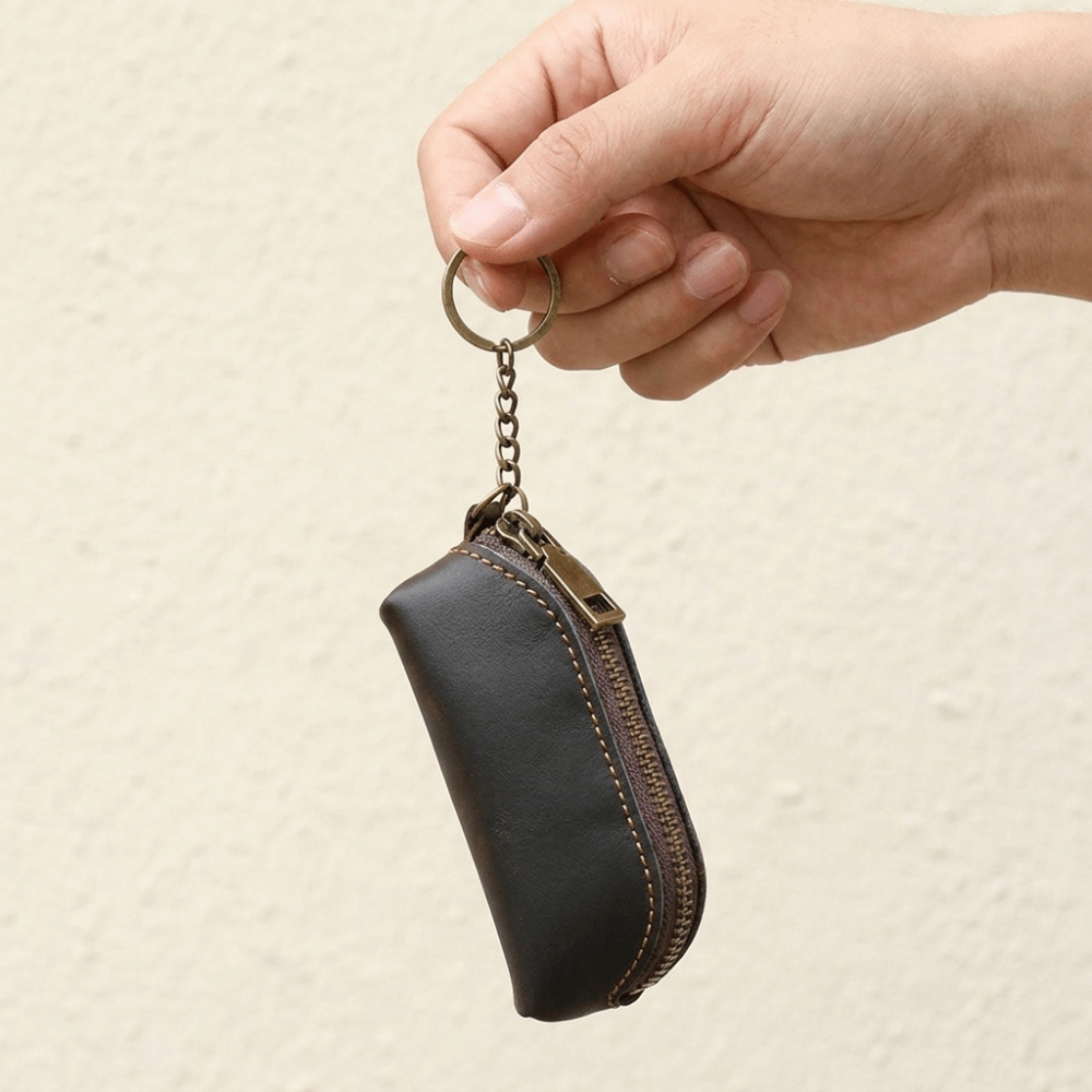 Leather Work For Car - Portamonete in pelle mini retrò anti-smarrimento