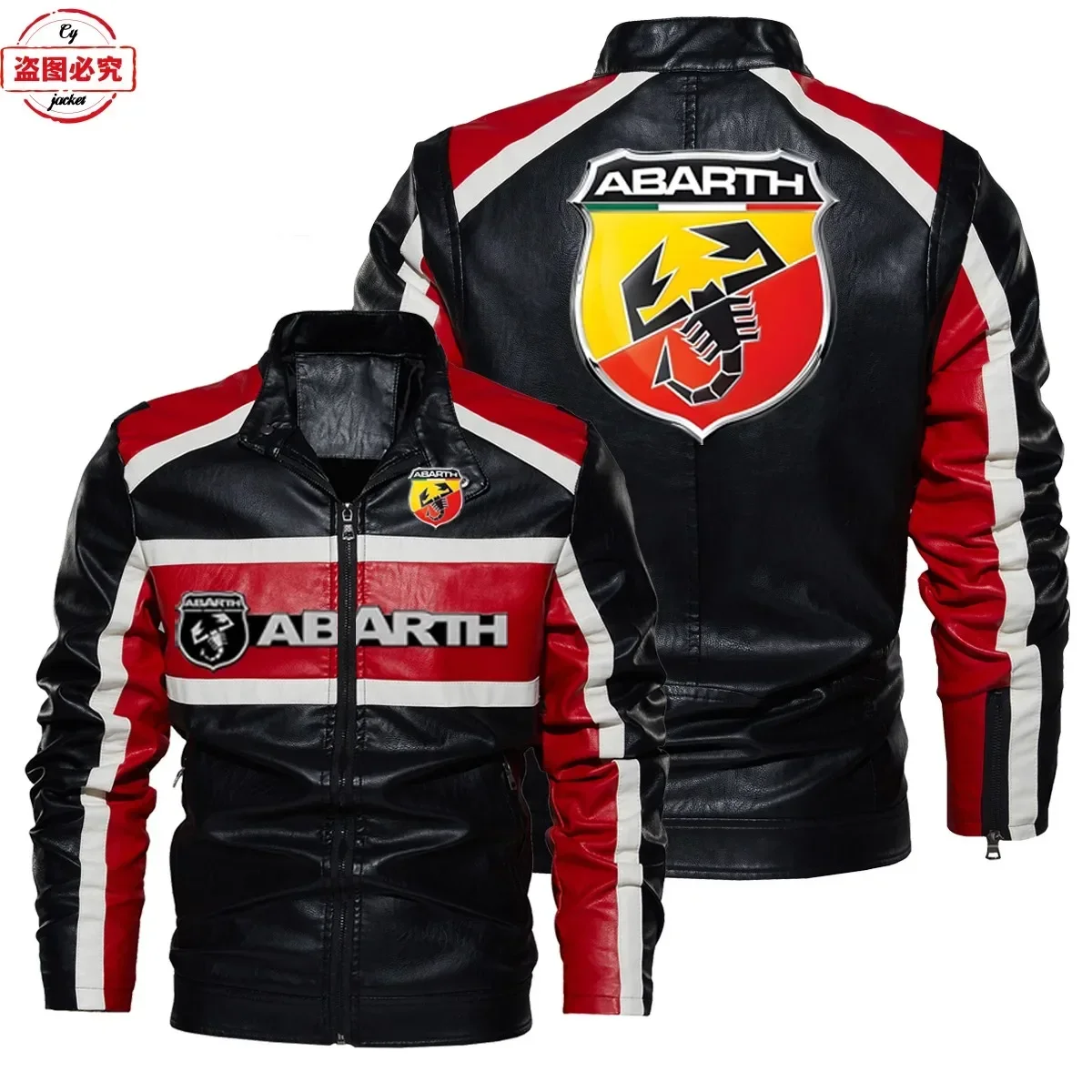 Leather Work For Car - Giacca in pelle con logo ABARTH,