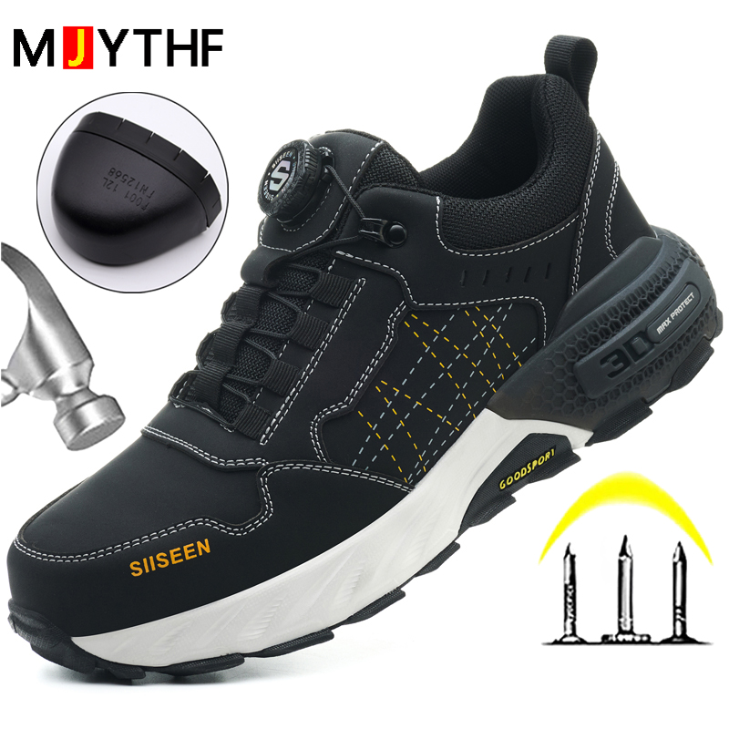 Leather Work Fabric - Scarpe antinfortunistiche in pelle nera Stivali