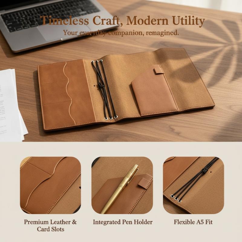 Leather Work Notepad - Organizer ricaricabile in pelle Crazy Horse,