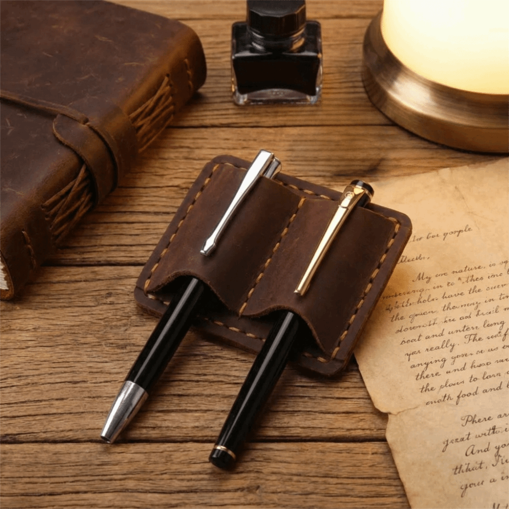Portapenne Doppio in Pelle Vin - Leather Work Notepad recensione e prezzo